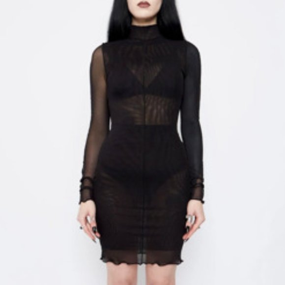 NWOT MARY WYATT GEMINI HIGH NECK MESH DRESS - Picture 1 of 5